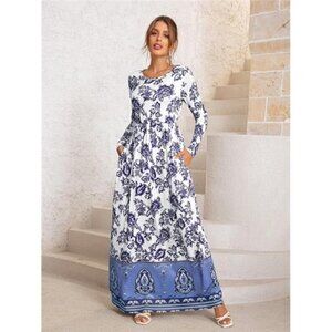 Lovey Day Long Sleeve Women’s Floral Print Maxi Dress Size XXL